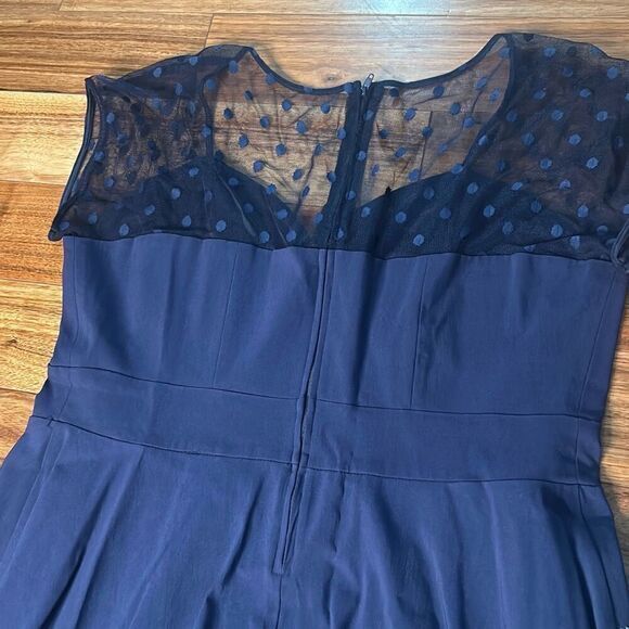 Torrid navy blue polka dot mesh dress fit and flare summer party woman's 18 - Picture 7 of 8